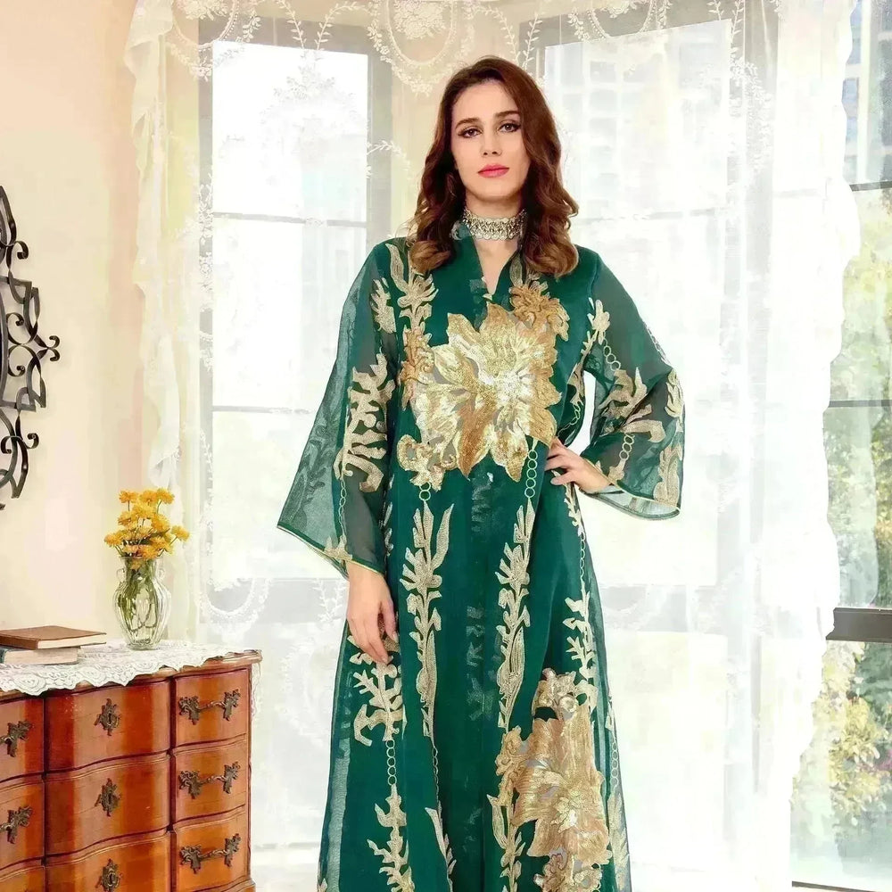Fired Sequins Light Luxury Celebrity Party Abaya Dress for Arab Dubai Turkey Middle East Women - EX-STOCK CANADA