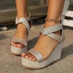 Fish Mouth High Wedges Sandals With Rhinestone Design Fashion Summer Platform Shoes For Women - EX-STOCK CANADA
