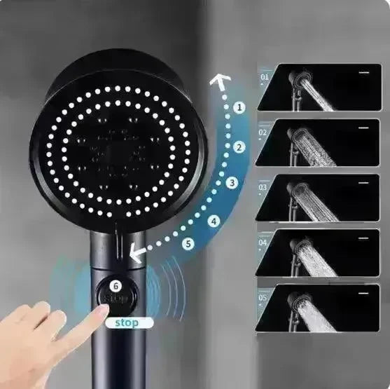 Five-color Wind Turbine Shower Head 56 Speed Water Silicone Shower Head - EX-STOCK CANADA