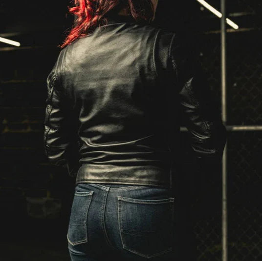 Women’s Motorcycle Leather Jacket. Lightweight Cowhide with Armor Pockets EX-STOCK Canada 