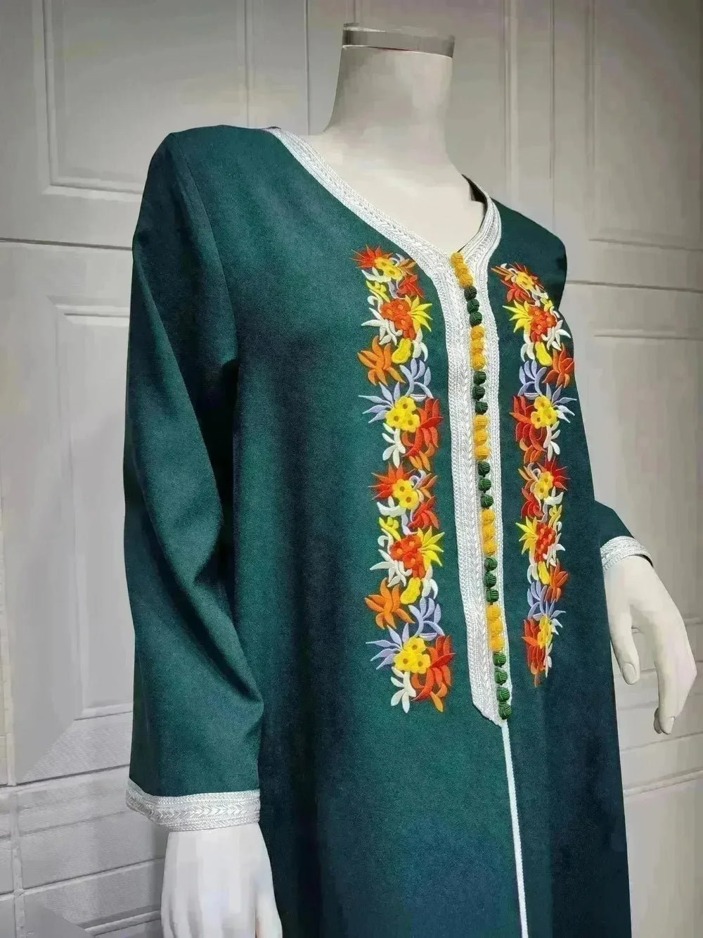 Four Seasons Embroidered Lace Chiffon Dubai Robe - EX-STOCK CANADA