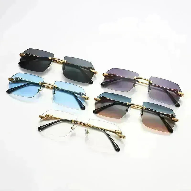 Frameless Trimming Leopard Head Sunglasses - EX-STOCK CANADA