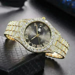 Full Diamond Surface Roman Scale Steel Watch Unisex Wrist Watch - EX-STOCK CANADA