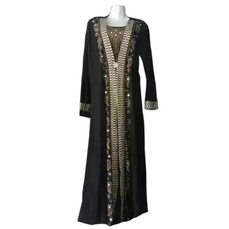 Gold Embroidered Abaya Dress for Turkey Middle East Arab Dubai Women - EX-STOCK CANADA