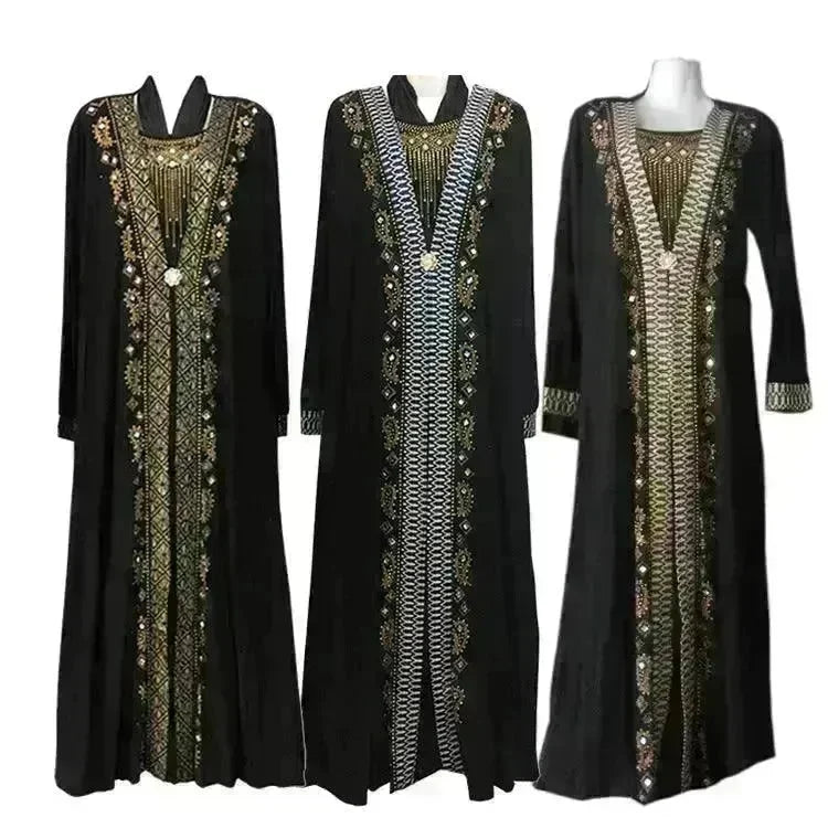 Gold Embroidered Abaya Dress for Turkey Middle East Arab Dubai Women - EX-STOCK CANADA