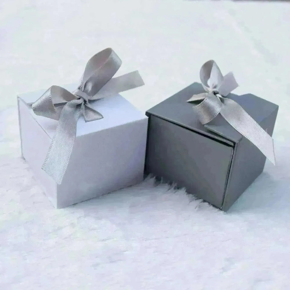Gray White Ribbon Bowknot Jewelry Box - EX-STOCK CANADA