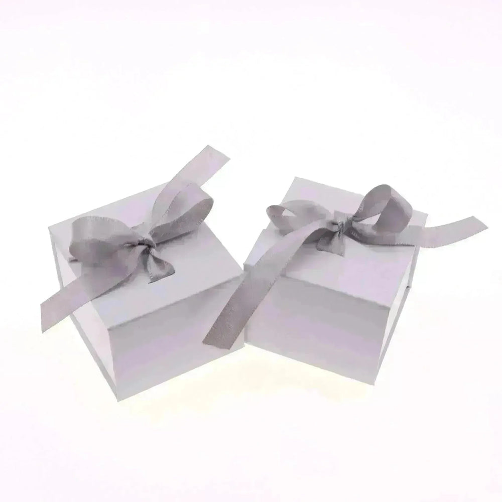 Gray White Ribbon Bowknot Jewelry Box - EX-STOCK CANADA