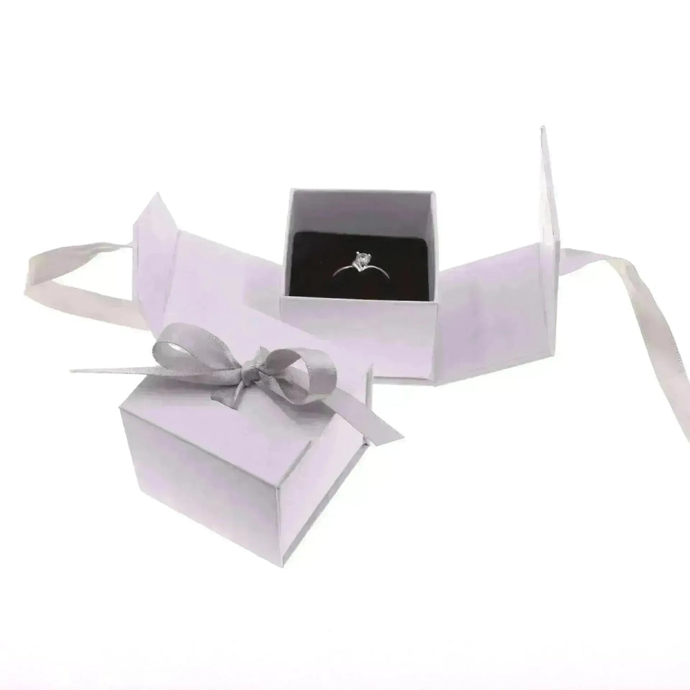 Gray White Ribbon Bowknot Jewelry Box - EX-STOCK CANADA