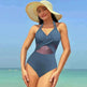 Halter-neck One-piece Swimsuit Summer Solid Color Cross-strap Design Mesh Bikini Beach Vacation Womens Clothing - EX-STOCK CANADA