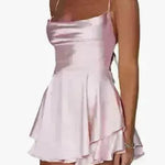 Halter Satin Summer Sexy Backless Straps Temperament Elegant Celebrity Style Short Dress - EX-STOCK CANADA