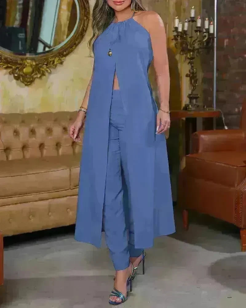 Halter Sleeveless Backless Loose Top High-waisted Trousers Suit Women - EX-STOCK CANADA