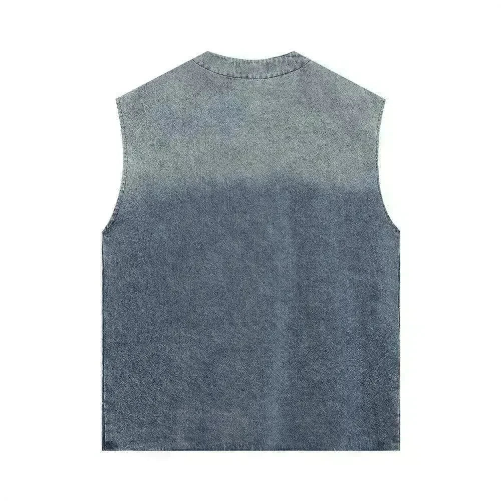 Hanging Dye Gradient Denim Vest Men - EX-STOCK CANADA