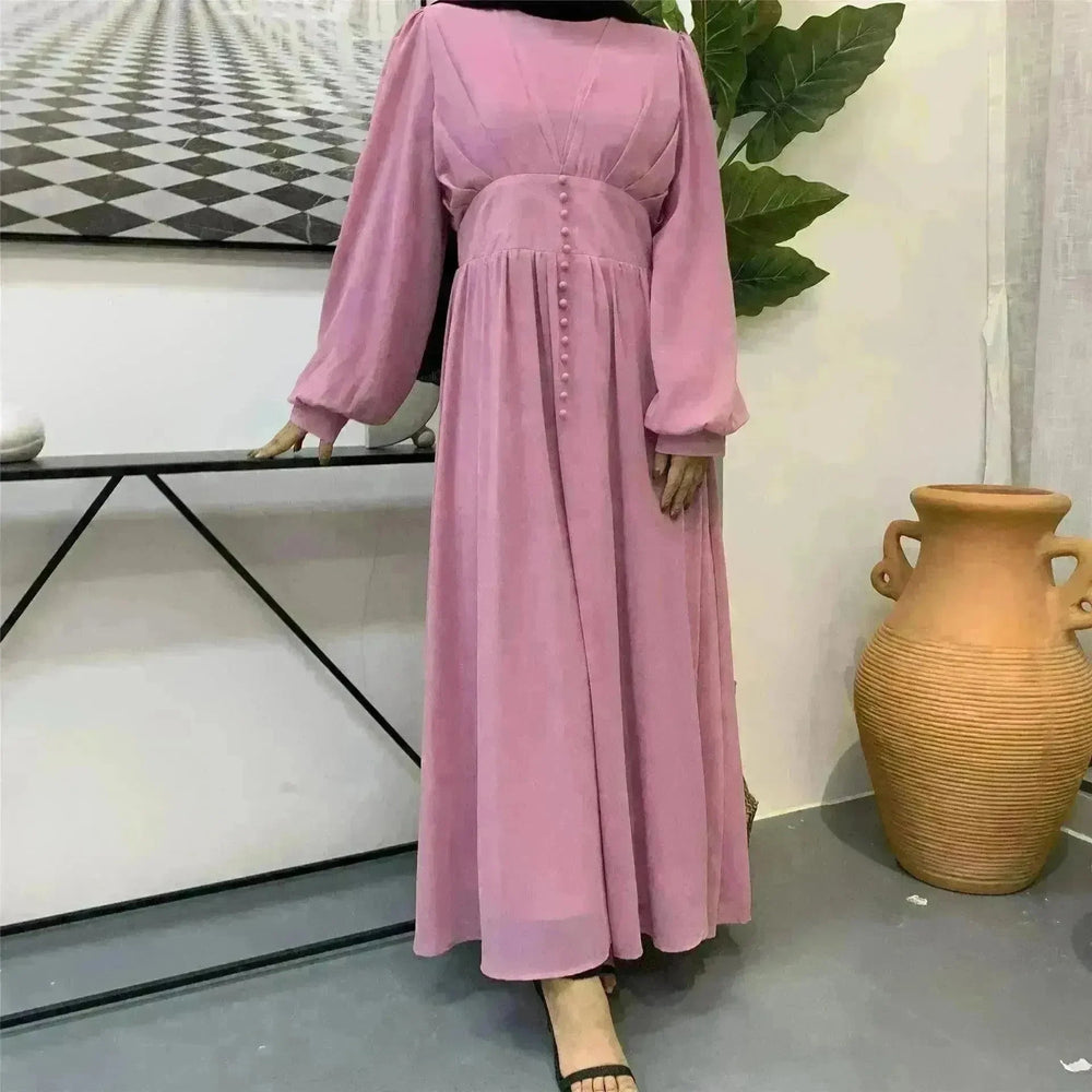 High-density Double Chiffon Simple Fashion And Elegant Abaya Dress for Arab Dubai Turkey Middle Eastern Women. - EX-STOCK CANADA
