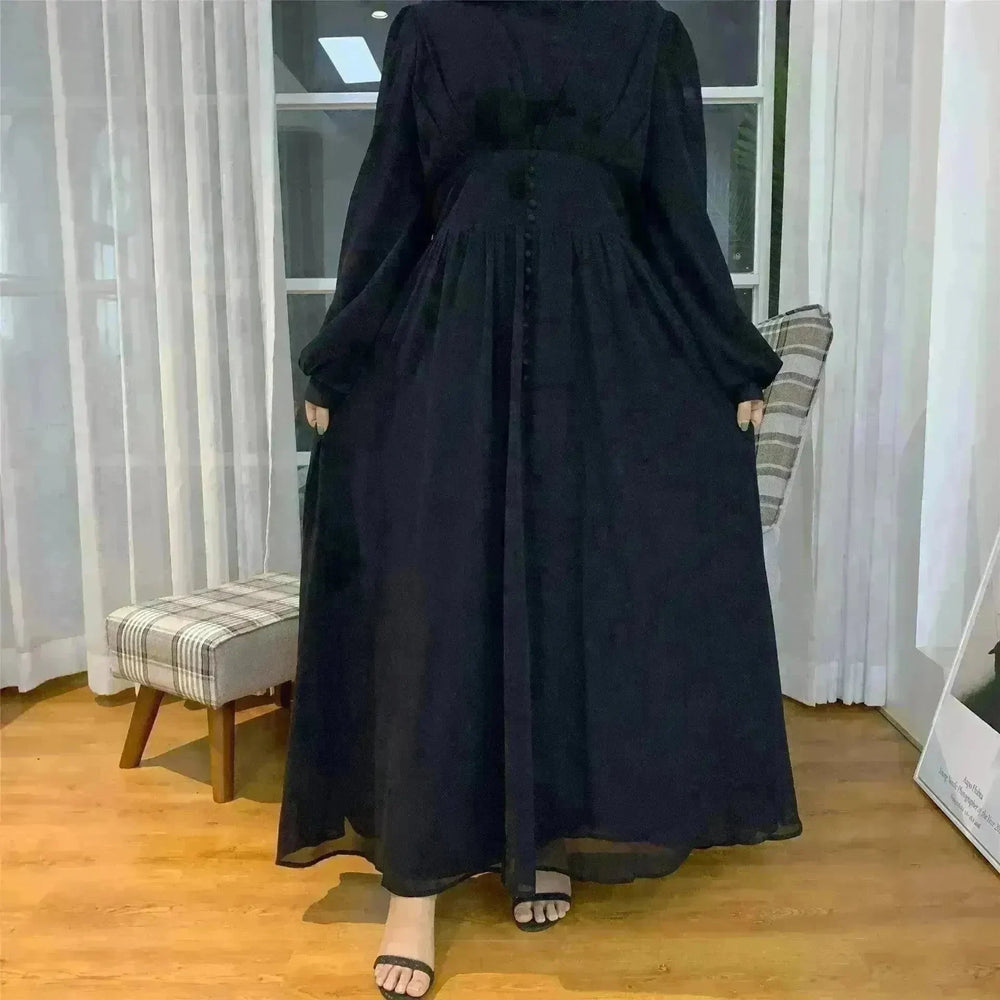 High-density Double Chiffon Simple Fashion And Elegant Abaya Dress for Arab Dubai Turkey Middle Eastern Women. - EX-STOCK CANADA