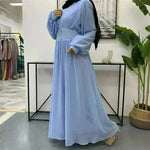 High-density Double Chiffon Simple Fashion And Elegant Abaya Dress for Arab Dubai Turkey Middle Eastern Women. - EX-STOCK CANADA