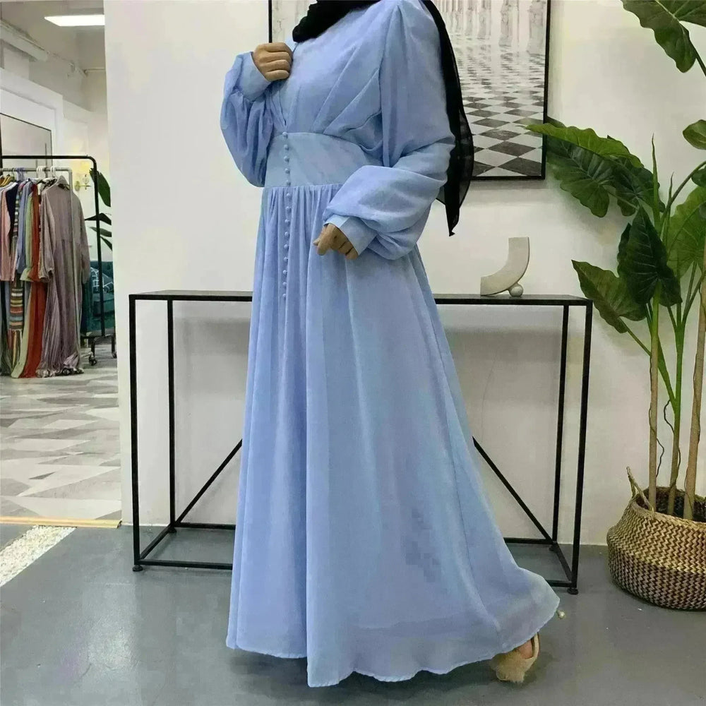 High-density Double Chiffon Simple Fashion And Elegant Abaya Dress for Arab Dubai Turkey Middle Eastern Women. - EX-STOCK CANADA
