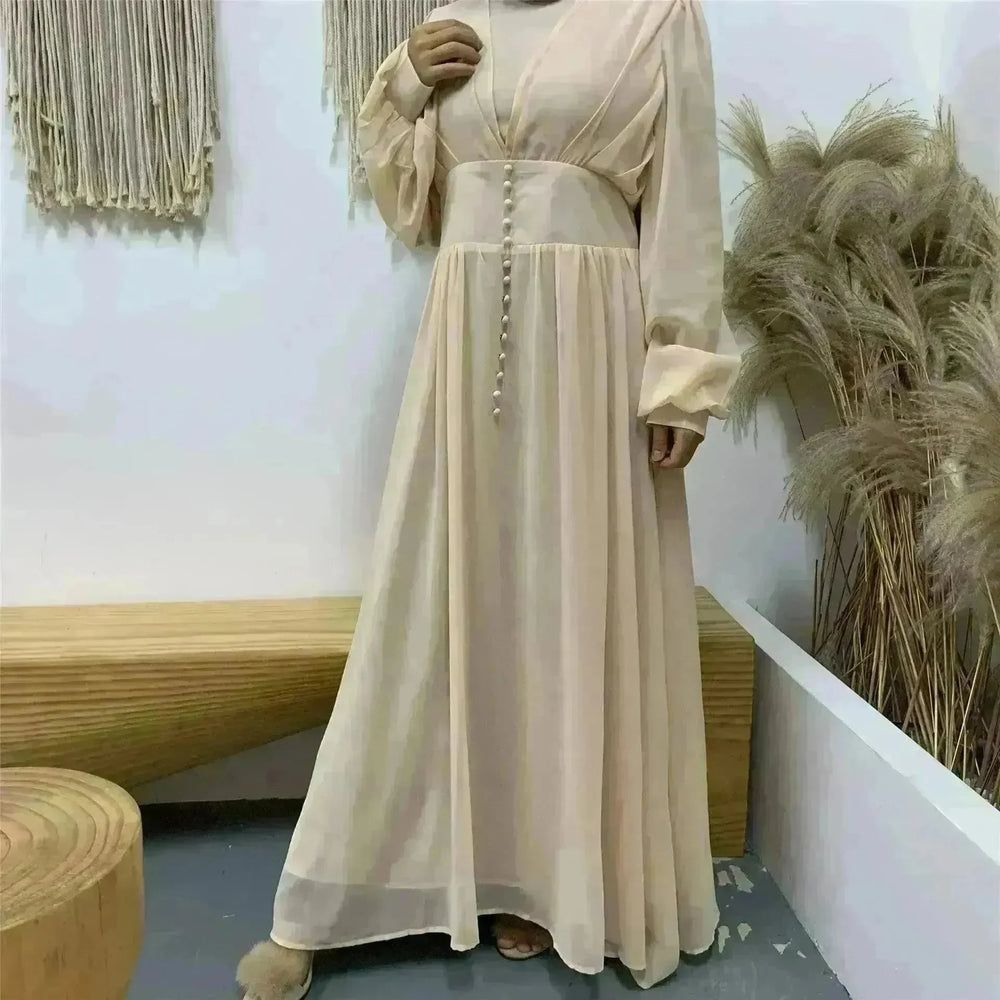 High-density Double Chiffon Simple Fashion And Elegant Abaya Dress for Arab Dubai Turkey Middle Eastern Women. - EX-STOCK CANADA