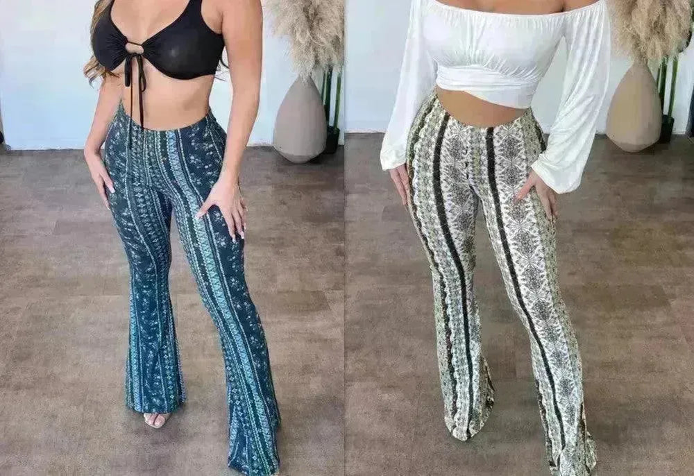 High Elastic Tight Pants Slim Sexy Print Trousers Womens Clothing - EX-STOCK CANADA