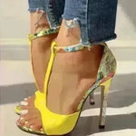 High heel buckle chunky heel floral sandals - EX-STOCK CANADA