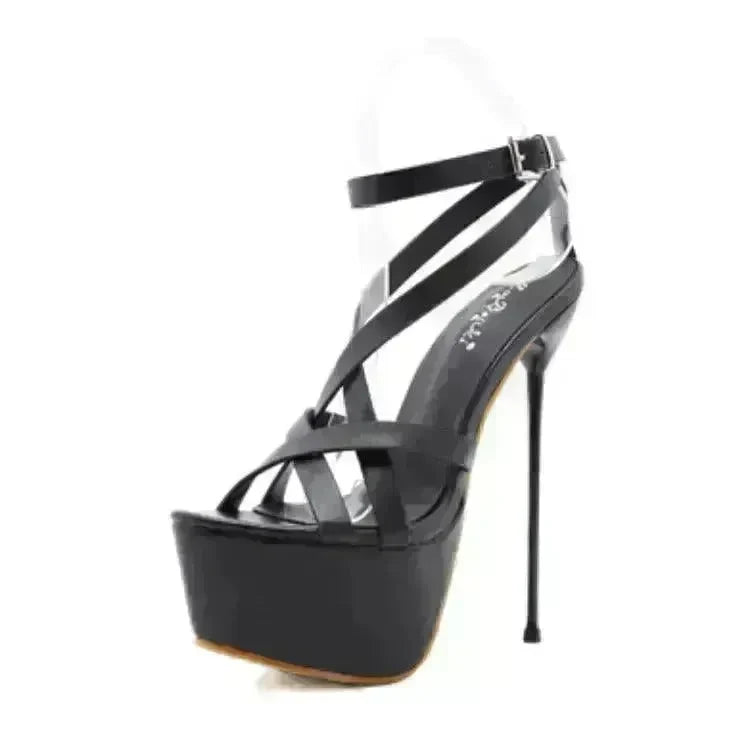 High Heels Buckle Women's Shoes Solid Color Platform Sandals - EX-STOCK CANADA