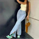 High Waist Stretch Ripped Hem Slit Denim Trousers For Women - EX-STOCK CANADA