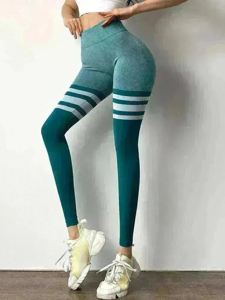 High Waist Stripe Fitness Leggings for Gym & Yoga - EX-STOCK CANADA