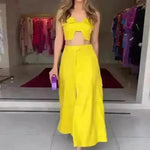 High Waist Wide Leg Dress Suit Women Two piece. - EX-STOCK CANADA