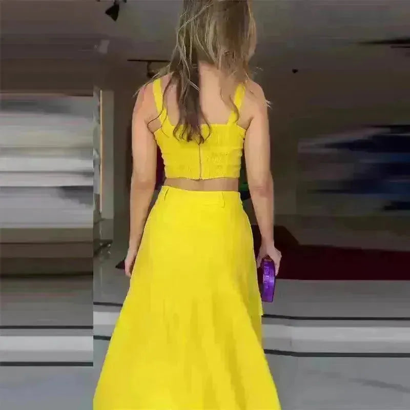 High Waist Wide Leg Dress Suit Women Two piece. - EX-STOCK CANADA