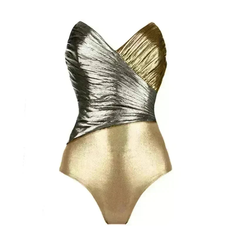 Hollow Color Contrast Patchwork Summer Modest Swimsuit Skirt Swimsuit for Women - EX-STOCK CANADA