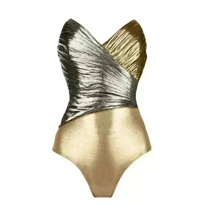 Hollow Color Contrast Patchwork Summer Modest Swimsuit Skirt Swimsuit for Women - EX-STOCK CANADA