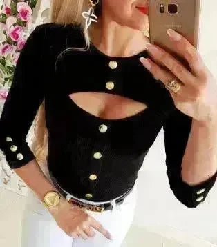 Hollow Out Button Top Women - EX-STOCK CANADA