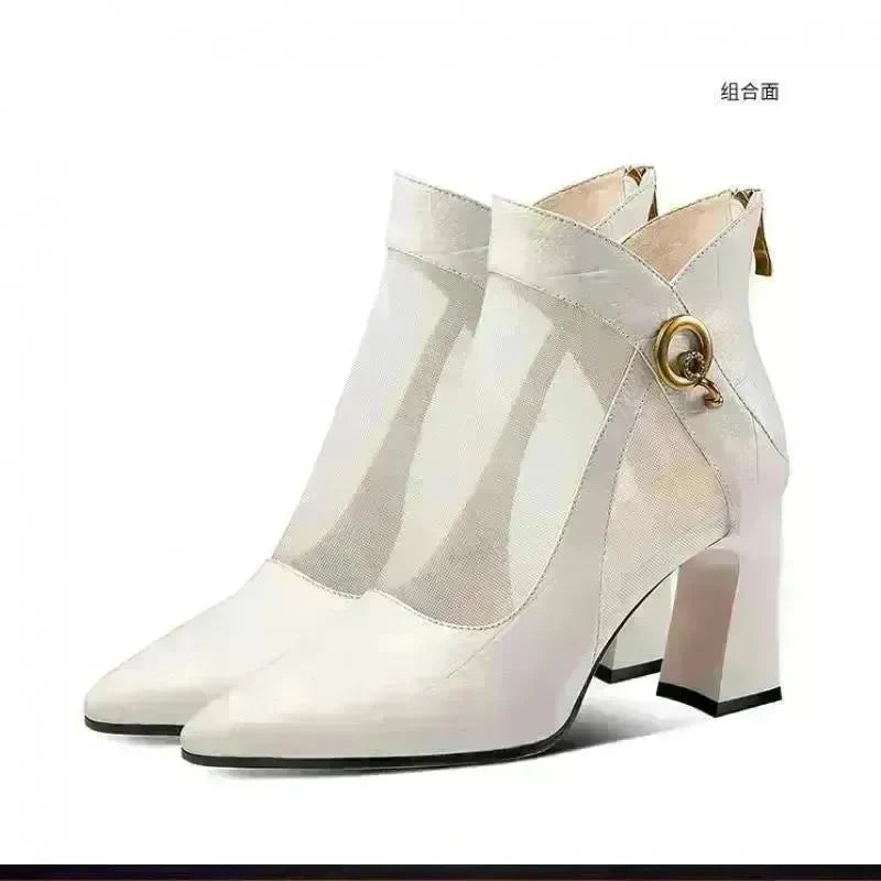 Hollow Thick Heel High Heel Large Size Shoes - EX-STOCK CANADA