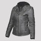 Open Road Women's Hooded Classic Leather Motorcycle Jacket 