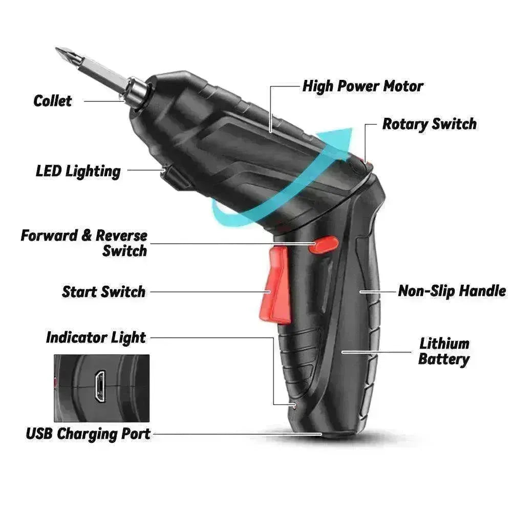 Household Small Electric Rechargeable Furniture Screwdriver Drill - EX-STOCK CANADA