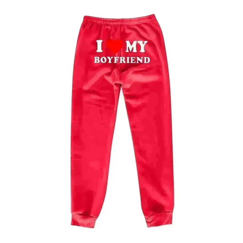 I Love MY BOYFRIEND Printed Trousers Casual Sweatpants Men And Women Sports Pants - EX-STOCK CANADA