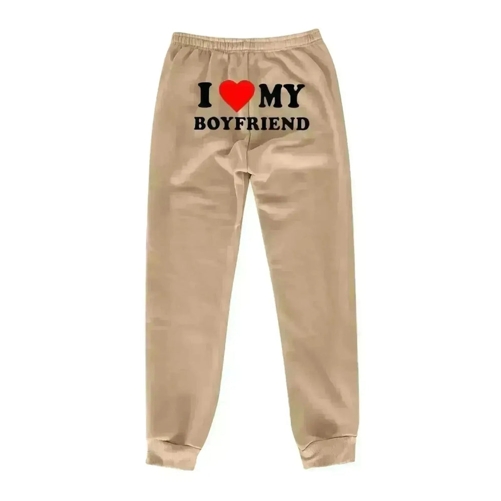 I Love MY BOYFRIEND Printed Trousers Casual Sweatpants Men And Women Sports Pants - EX-STOCK CANADA