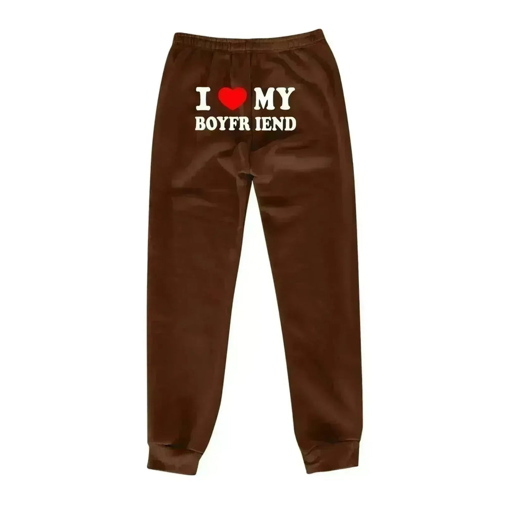 I Love MY BOYFRIEND Printed Trousers Casual Sweatpants Men And Women Sports Pants - EX-STOCK CANADA