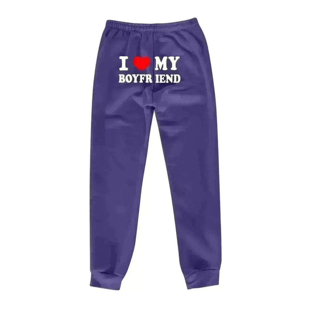 I Love MY BOYFRIEND Printed Trousers Casual Sweatpants Men And Women Sports Pants - EX-STOCK CANADA