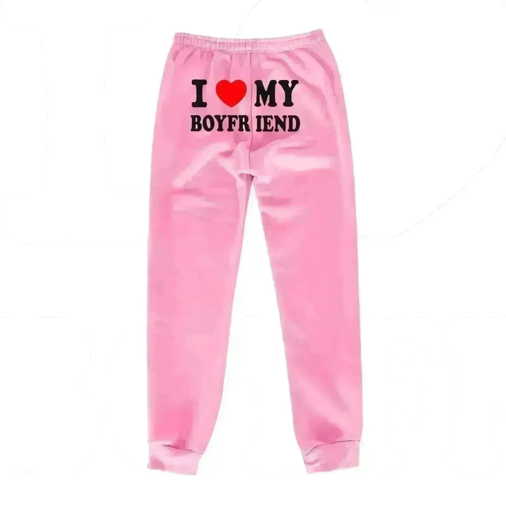 I Love MY BOYFRIEND Printed Trousers Casual Sweatpants Men And Women Sports Pants - EX-STOCK CANADA