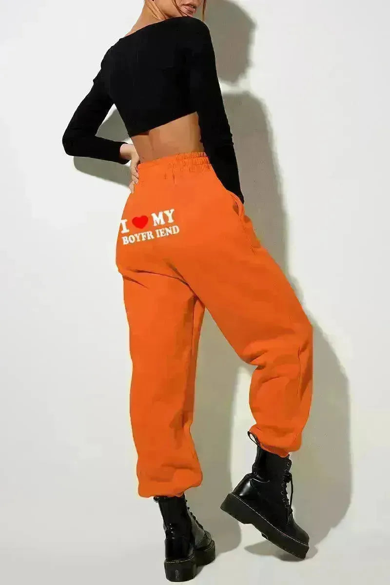 I Love MY BOYFRIEND Printed Trousers Casual Sweatpants Men And Women Sports Pants - EX-STOCK CANADA