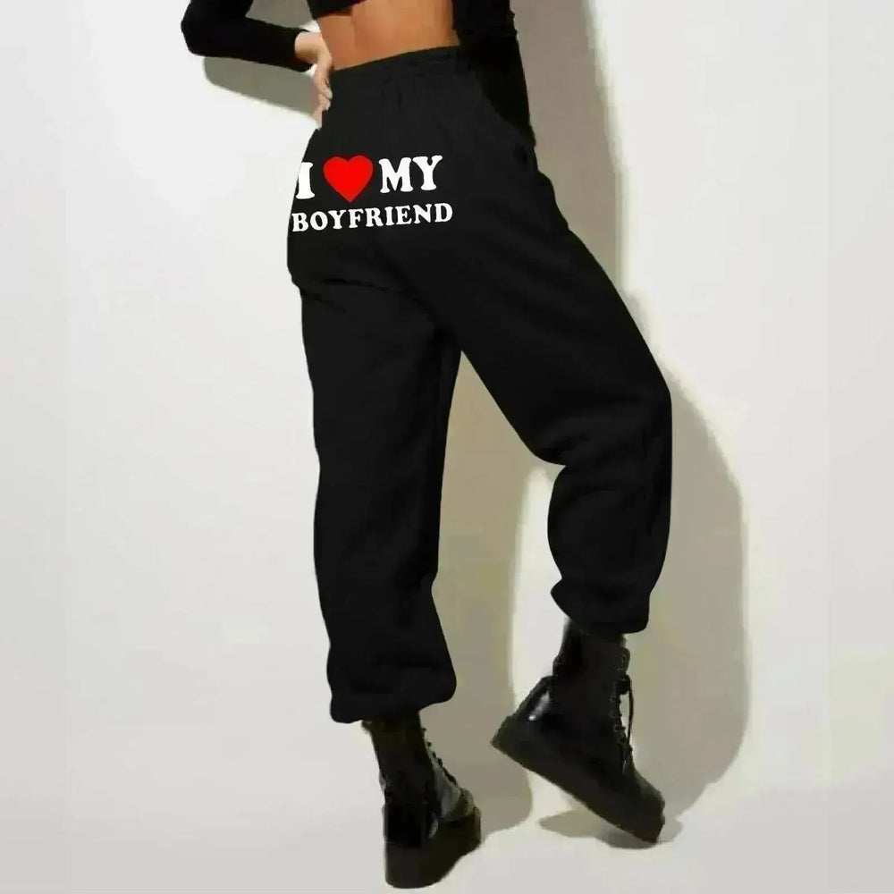 I Love MY BOYFRIEND Printed Trousers Casual Sweatpants Men And Women Sports Pants - EX-STOCK CANADA
