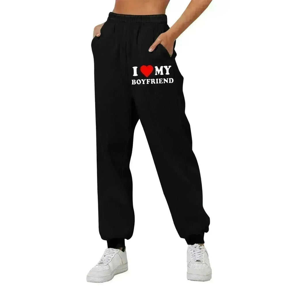 I Love MY BOYFRIEND Printed Trousers Casual Sweatpants Men And Women Sports Pants - EX-STOCK CANADA