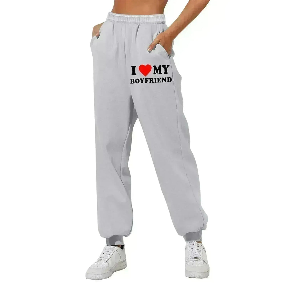 I Love MY BOYFRIEND Printed Trousers Casual Sweatpants Men And Women Sports Pants - EX-STOCK CANADA