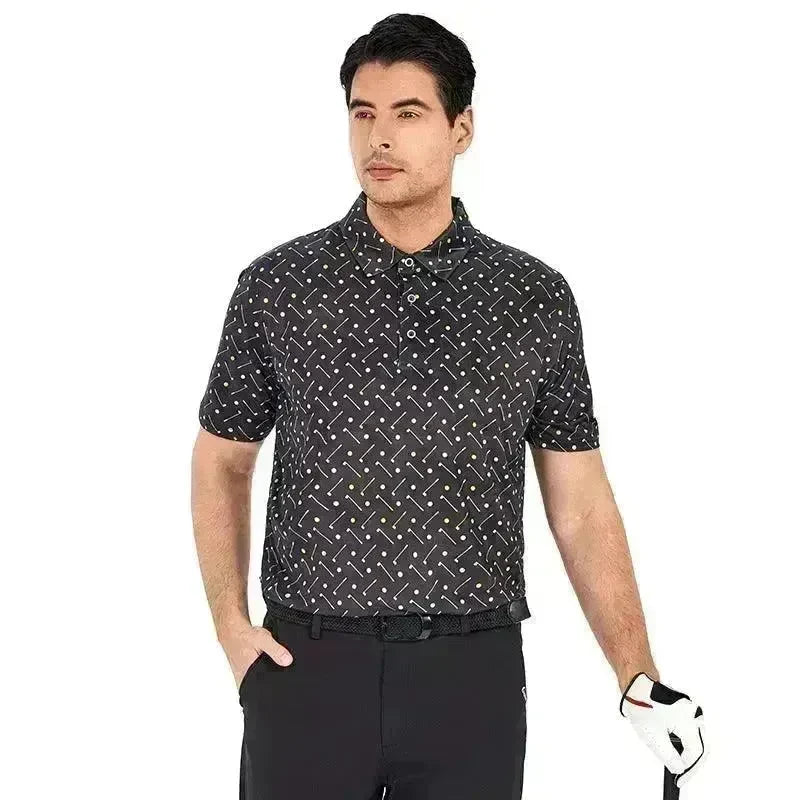 Ice Silk Printed Polo Shirt Men's Short Sleeve - EX-STOCK CANADA