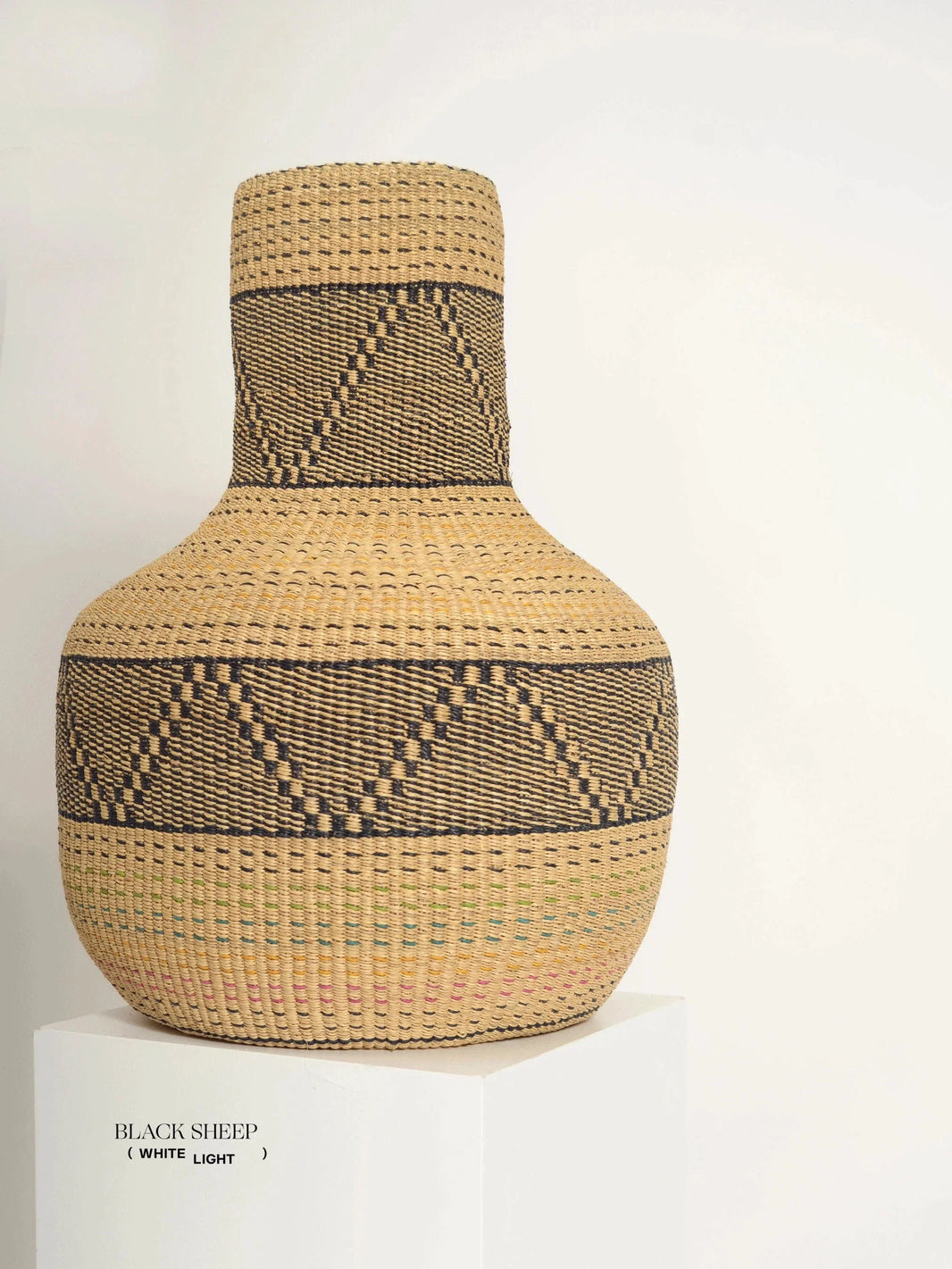 Großer Ghana Bolga 'Linka' Korb NATUR + SCHWARZEX-STOCK Canada 