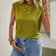 Ins Pleated Round Neck Sleeveless Vest Top For Women Summer Fashion New Casual Solid Color T-shirt For Womens Clothing - EX-STOCK CANADA