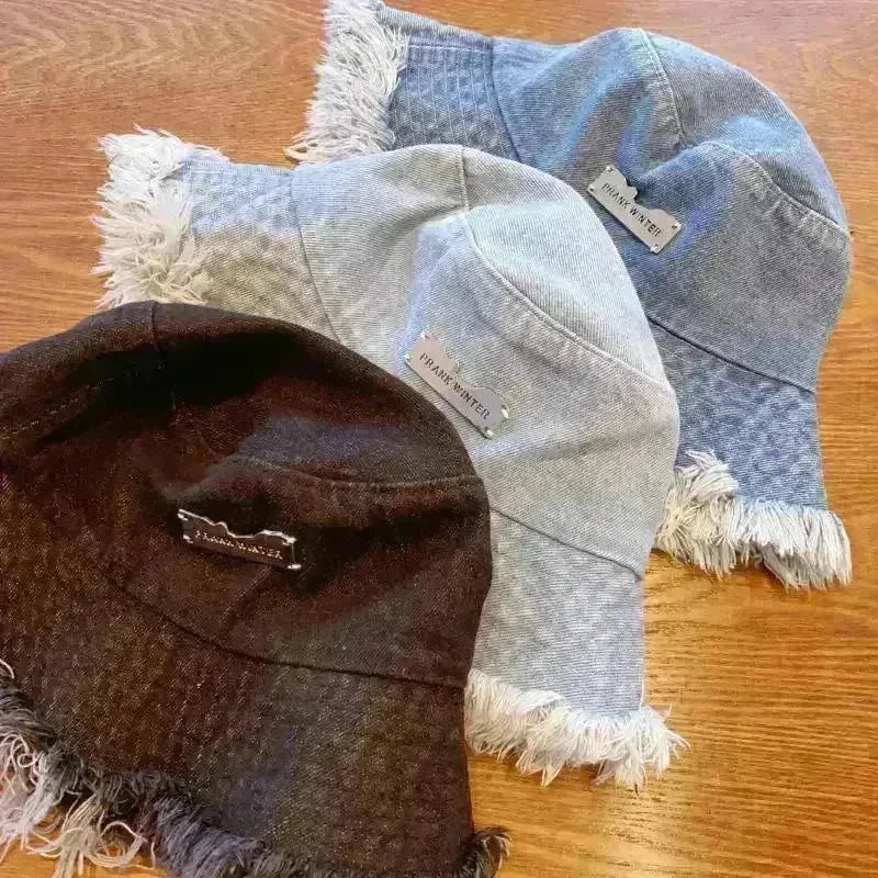 Jean Fisherman Hat Women's Spring And Summer Thin Washed Old Frayed Edge Bucket Hat Outdoor - EX-STOCK CANADA