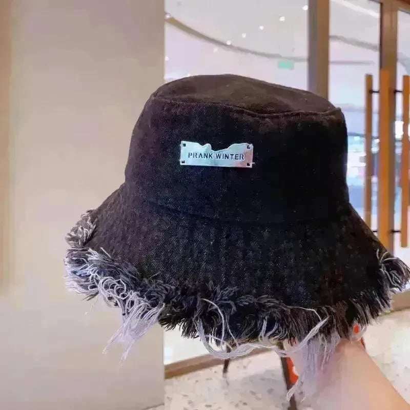 Jean Fisherman Hat Women's Spring And Summer Thin Washed Old Frayed Edge Bucket Hat Outdoor - EX-STOCK CANADA