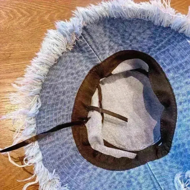 Jean Fisherman Hat Women's Spring And Summer Thin Washed Old Frayed Edge Bucket Hat Outdoor - EX-STOCK CANADA