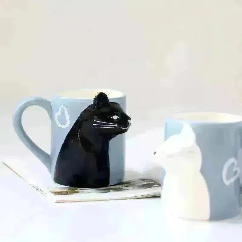 Kiss Cat Coffee Couple Handmade Mug - EX-STOCK CANADA